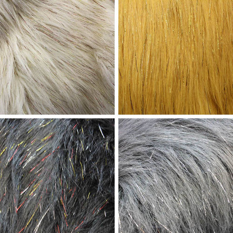 Faux Fake Fur Solid Tinsel Sparkle Glitter Long Pile Fabric