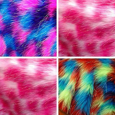 Faux Fur Rainbow Shiny Tinsel Long Pile Fabric