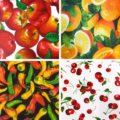 Fruits and Vegetables Print Poly Cotton Fabric