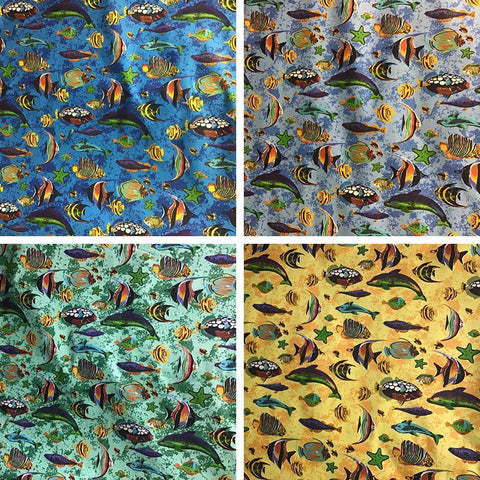 Fish Print Poly Cotton Fabric