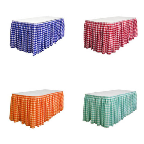 Checkered Polyester Table Skirt