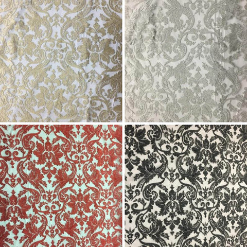 Floral Embroidered Mesh Lace Fabric