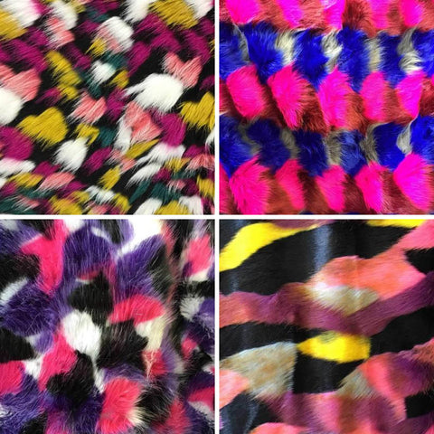 Mountain Multicolor Faux Fake Fur Fabric