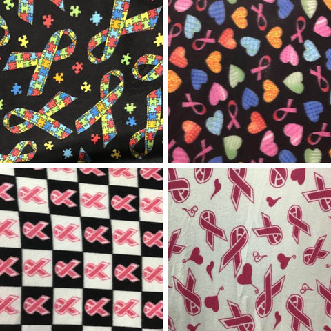 Cancer Awareness Ribbon Fleece Print