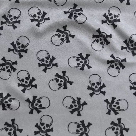 Grey Skull Velboa Faux Fake Fur Short Pile Fabric