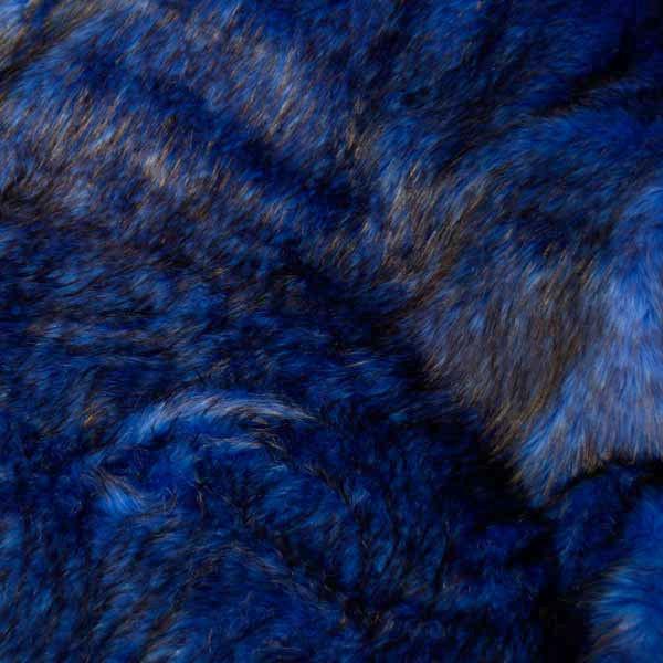 Blue Black Faux Fake Fur Husky Long Pile