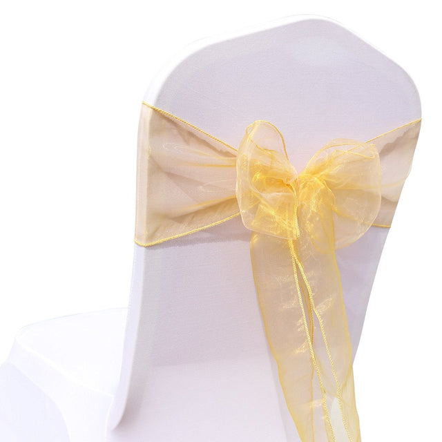 (12 Pack) Gold Organza Sash