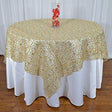 Champagne Chemical Lace Square Overlay Tablecloth 85" x 85"