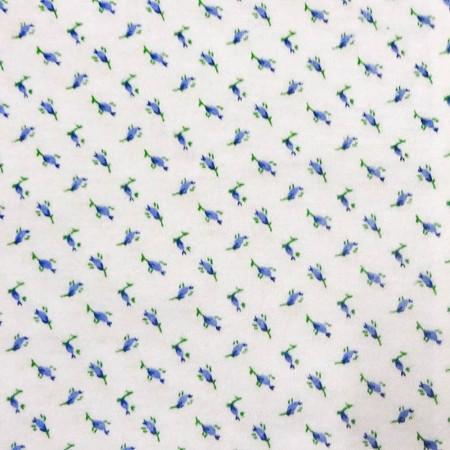 Blue Tulip Flower Flannel Cotton Fabric