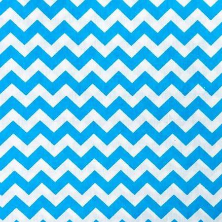 Half Inch Chevron Turquoise and White Poly Cotton Fabric