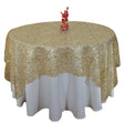 Gold Spider Mesh Sequin Overlay Tablecloth 72" x 72"