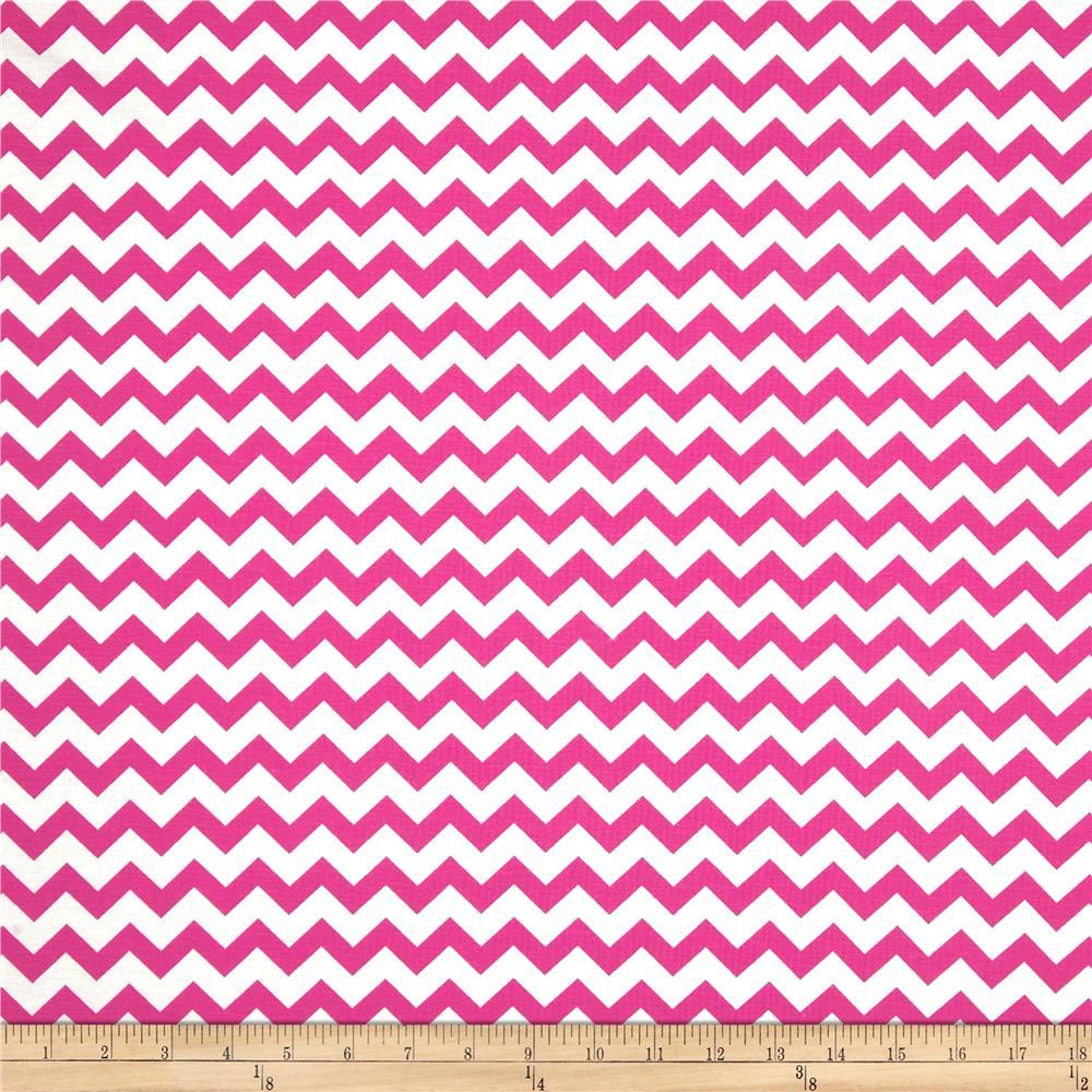 1" Fuchsia and White Chevron Poly Cotton Fabric