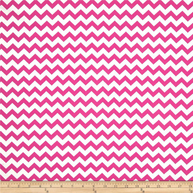 1" Fuchsia and White Chevron Poly Cotton Fabric