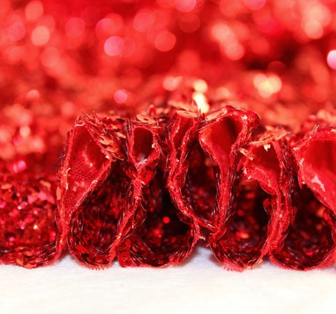 Red Seaweed Glitz Sequin Mesh Fabric