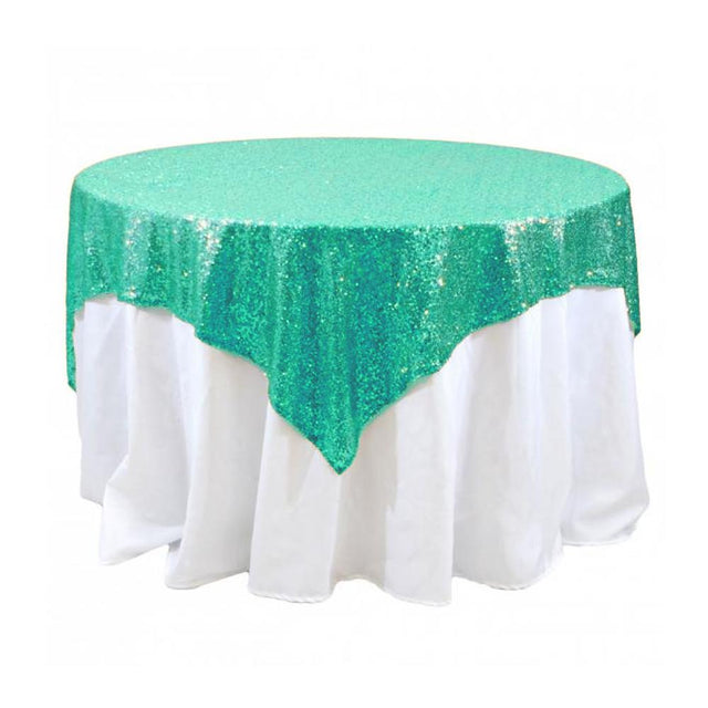 Mint Sequins Overlay Tablecloth 60" x 60"