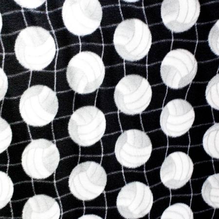 Volleyball Net Black Anti Pill Print Fleece Fabric