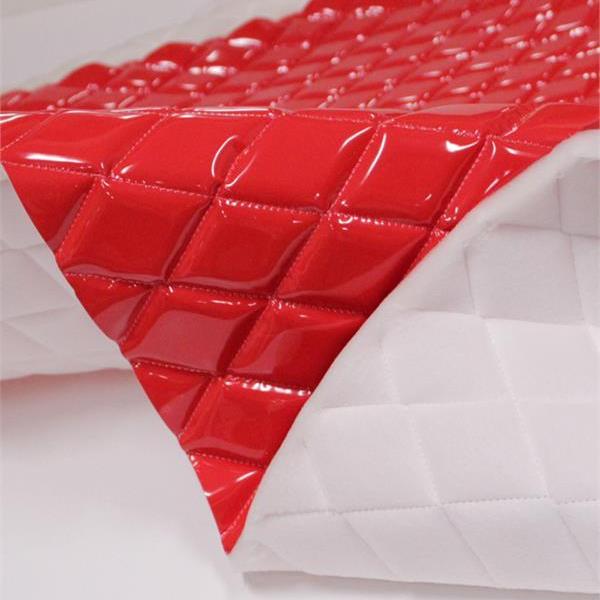 Red Glossy Quilted Vinyl Fabrics