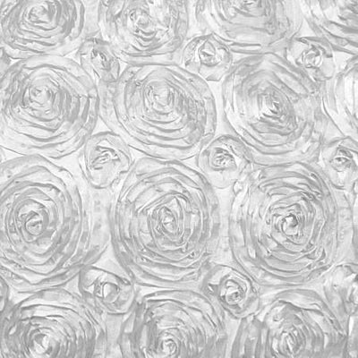 White Rosette Satin Fabric