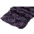 ( 3 Pack ) Eggplant Rosette Satin Table Runner