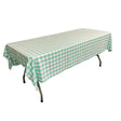 White Mint Gingham Checkered Polyester Rectangular Tablecloth 60" x 108"