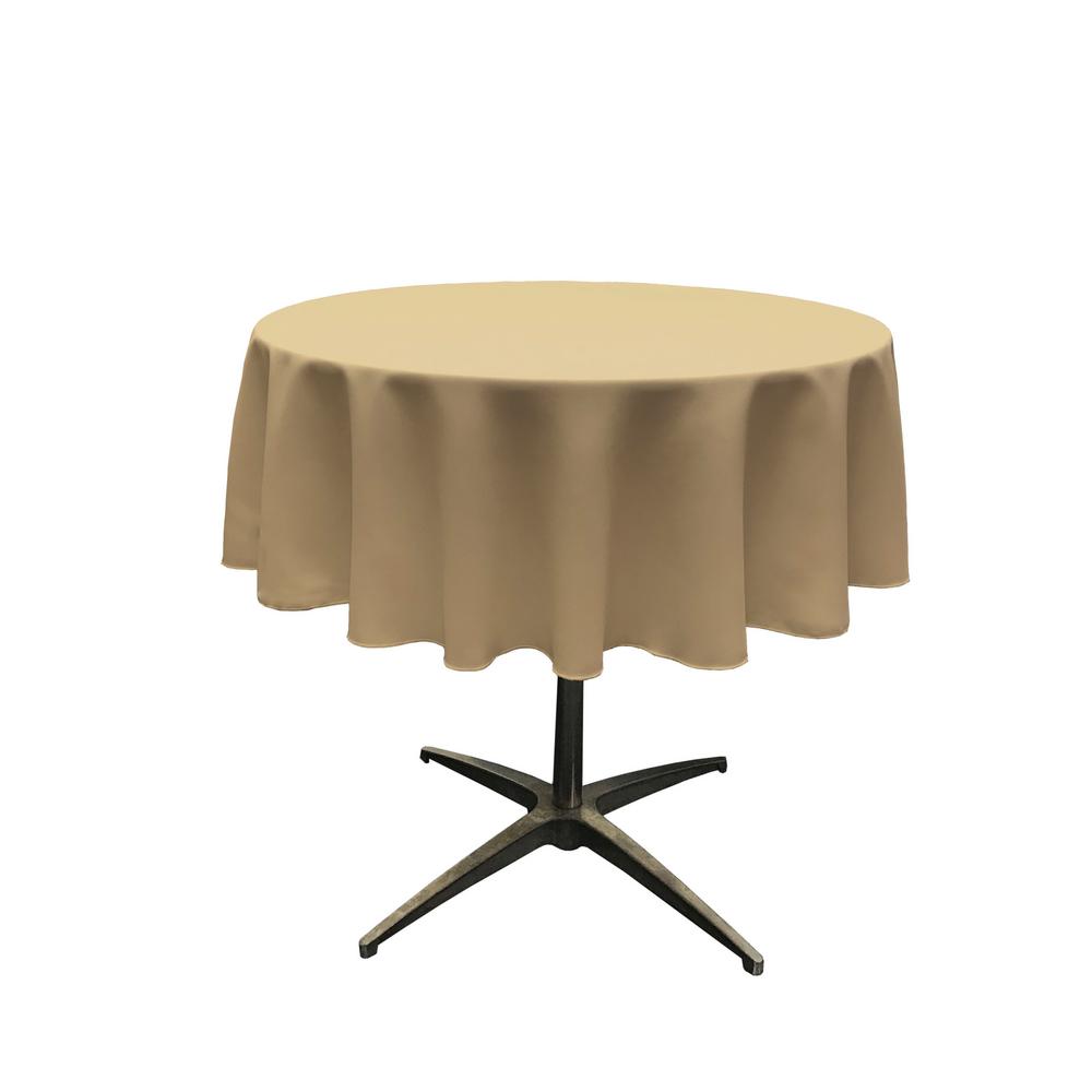 51" Taupe Polyester Round Tablecloth