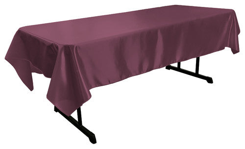 Eggplant Bridal Satin Rectangular Tablecloth 60 x 108"