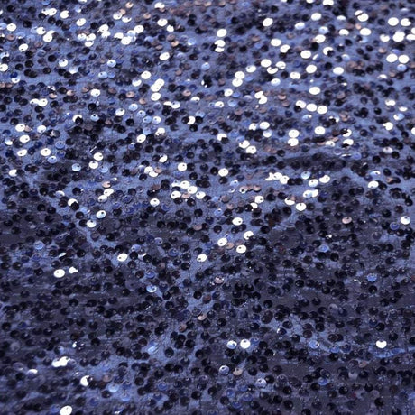 Navy Rain Drop Sequin Taffeta Fabric