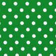 1" One Inch White Polka Dot on Green Poly Cotton Fabric