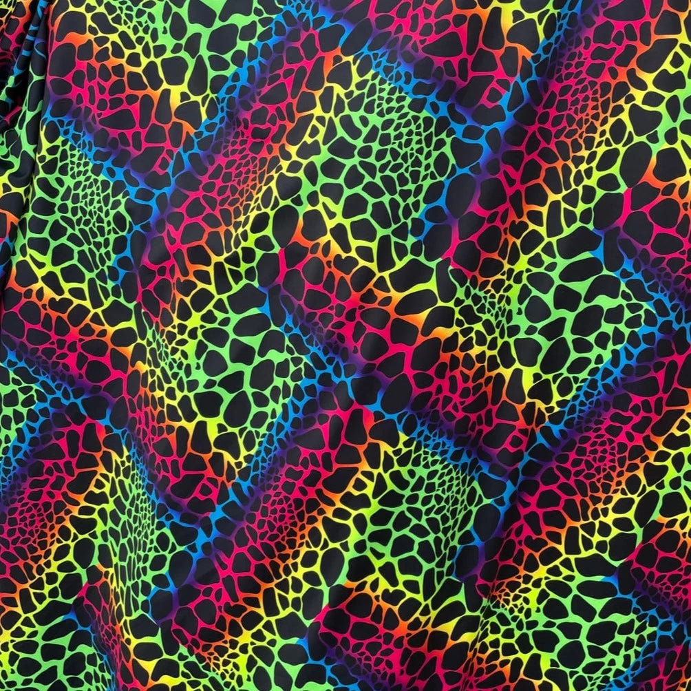 Rainbow Animal Giraffe Tie Dye Nylon Print Spandex Fabric