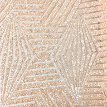 Natural Light Peach Bombshell Stretch Sequin Fabric