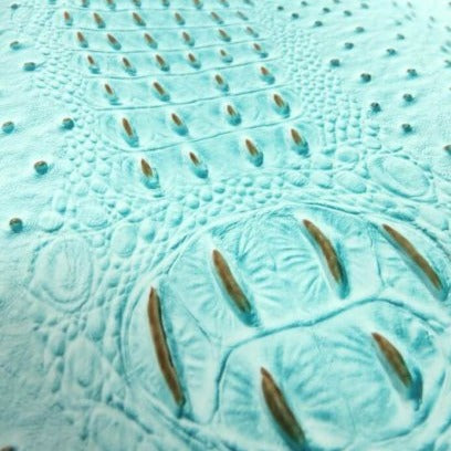 Light Blue Mutant Ostrich Gator Embossed Vinyl Fabric / 50 Yards Roll