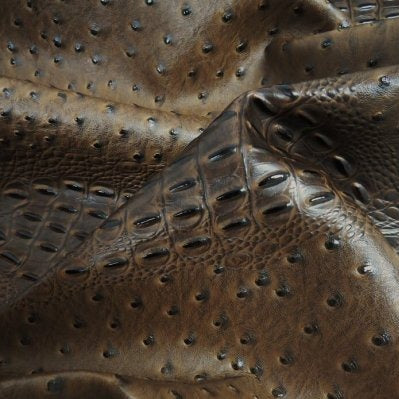 Brown Mutant Ostrich Gator Embossed Vinyl Fabric