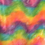 Ivory Backing Faux Fur Wave Rainbow Fur Fabric