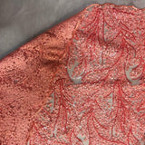 Coral Floral Metallic Sequin Lace