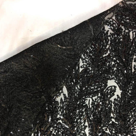 Black Floral Metallic Sequin Lace