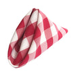 (12 / Pack) White Fuchsia 18" Checkered Polyester Napkin