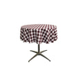 51" White Burgundy Checkered Polyester Round Tablecloth