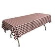 White Burgundy Gingham Checkered Polyester Rectangular Tablecloth 60" x 108"