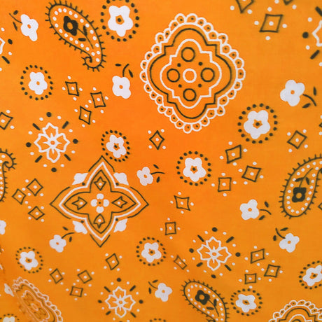 Orange Paisley Bandana Poly Cotton Fabric