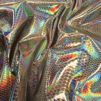 iFabric Silver Nuevo Iridescent Holographic Embossed Crocodile Vinyl Fabric
